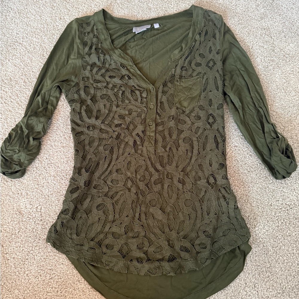 Anthropologie Green Lace Women's Top